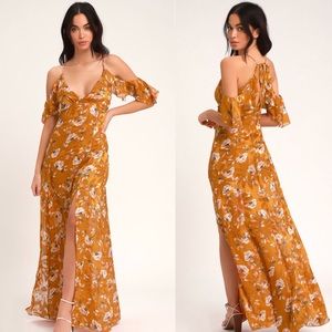 Lulus abundant happiness Rust orange floral maxi S